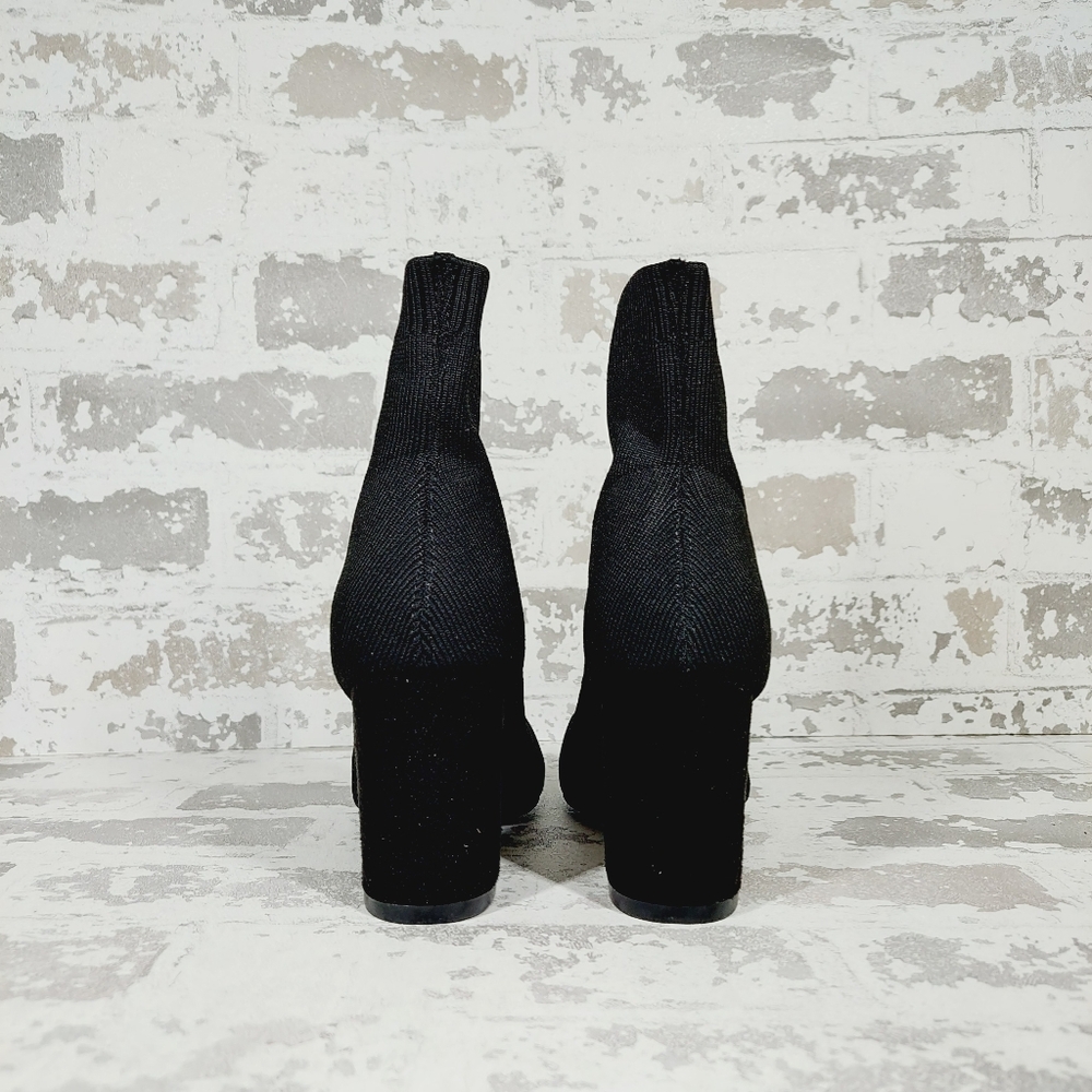 New Mia Black Sock Erika Round Toe Block Heel Ankle Boots F163 - Picture 5 of 12